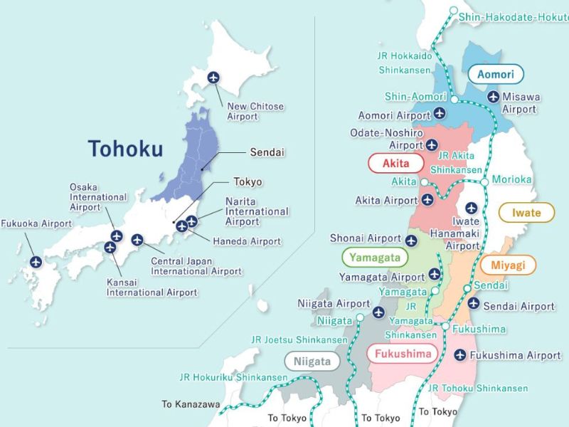 Bản đồ Tohoku Nhật Bản - tohoku nhật bản