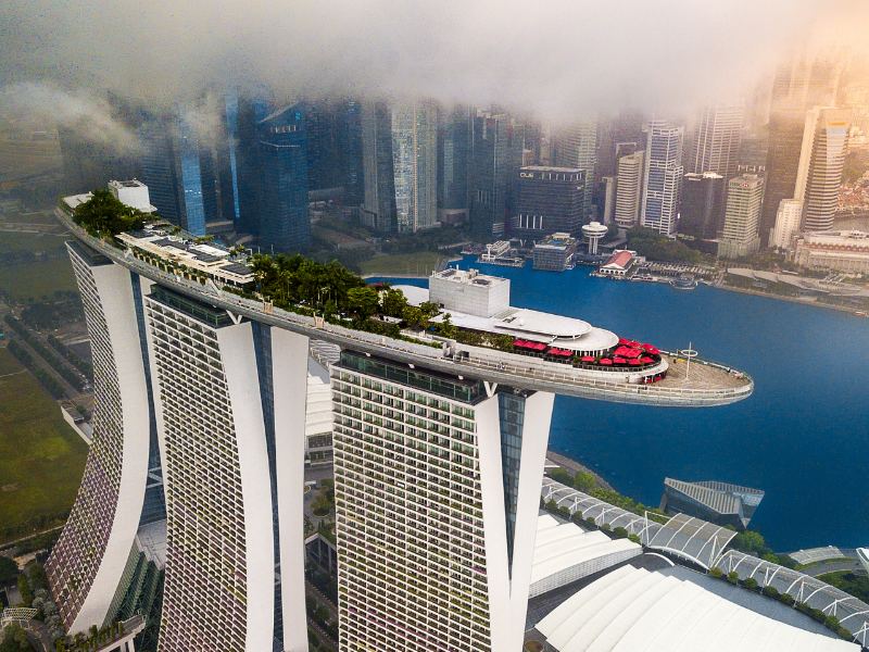 Marina Bay Sands nhìn từ trên cao du lịch singapore tháng 12