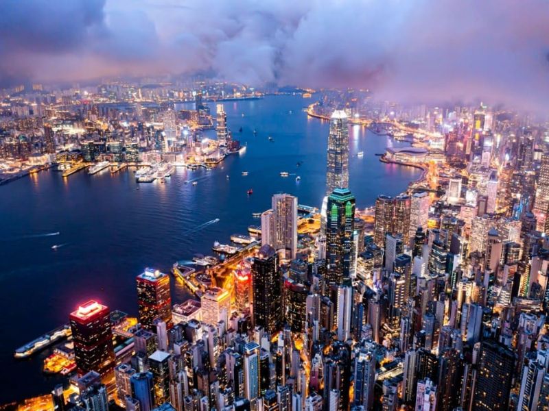 Toàn Hong Kong vào buổi tối từ trên cao